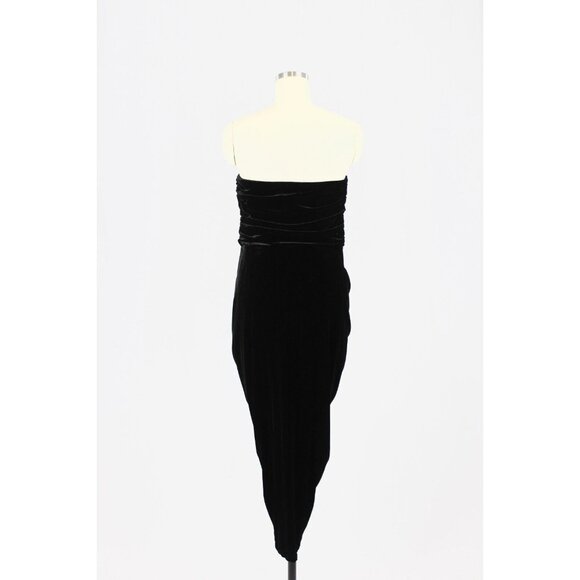 VERONICA BEARD Palo Black Silk Velvet Rhinestone Strapless Draped Dress, Size L - Picture 6 of 16